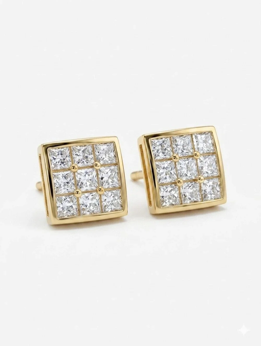 Mens Gold Micropave Earrings